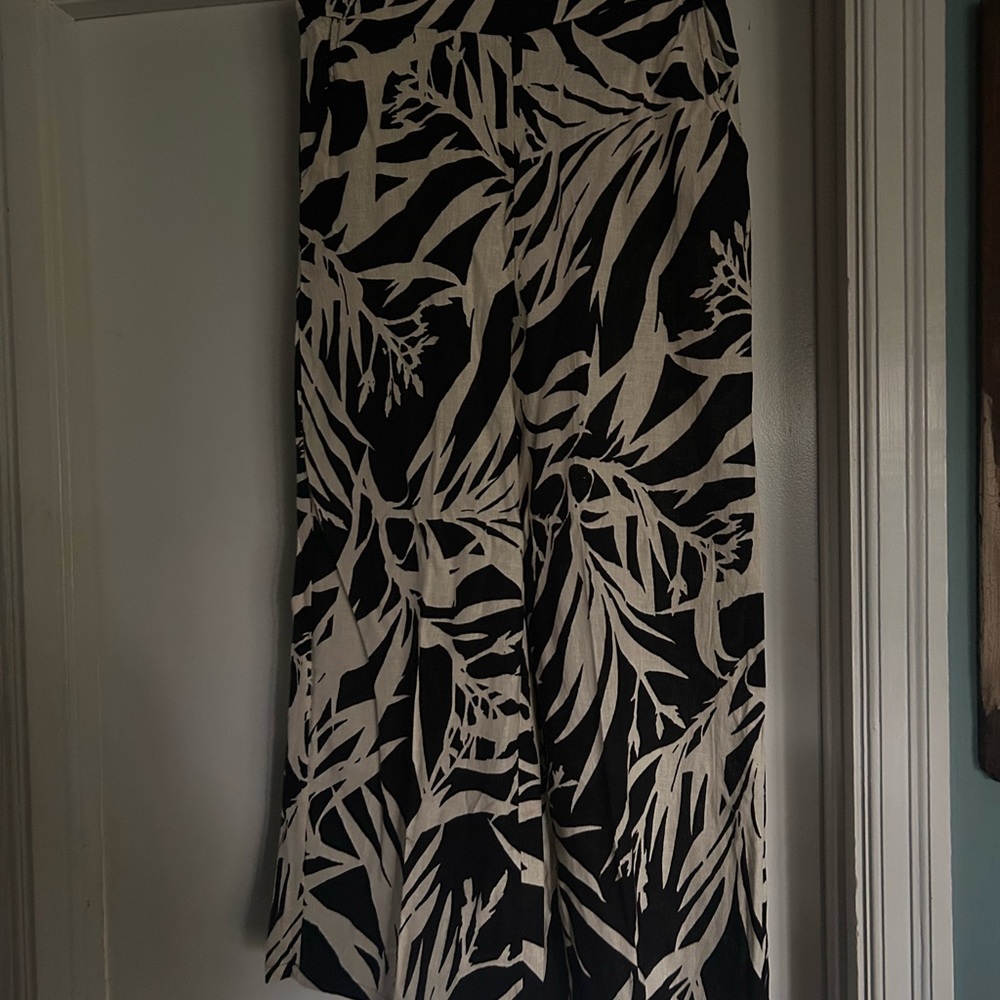Rachel Zoe Black & White Botanical Wide-Leg Jumpsuit